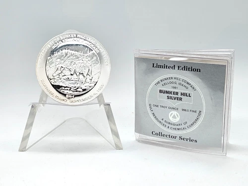 1981 1oz .999 Fine Silver Bunker Hill "Noah Kellogg & Jackass" Art Round W/ COA