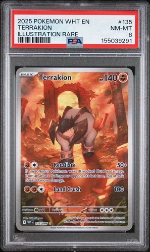 Terrakion 135/086 SV White Flare Illustration Rare - Graded - PSA 8