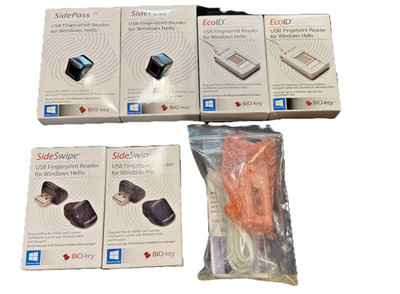 Lot of 8 BIO-key USB Fingerprint Readers   SideSwipe, SidePass, EcoID   Windows 