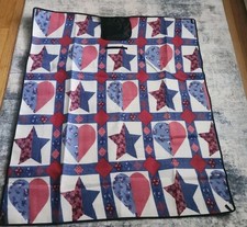 Wodoodporny piknik plażowy polarowy koc z podszewką czerwono-biały niebieski składany 