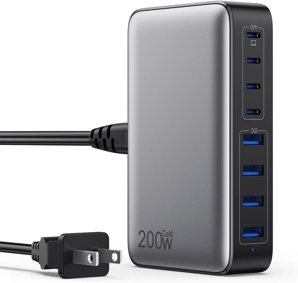 Compact 200W GaN III USB C Charger - 8 Ports for Fast Charging iPhones & Laptops - Image 3 of 4