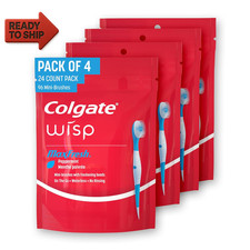 Colgate Max Fresh Wisp Disposable Mini Travel Toothbrushes, Peppermint, 24 Count