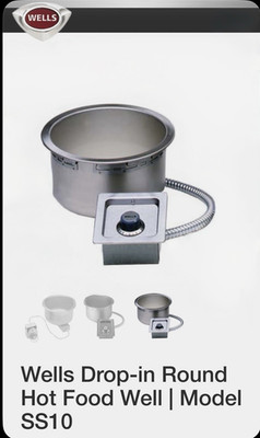 Wells SS10 Drop-In Round Hot Food Well, Full Size 1-Pan, 5P-SS10TU-120