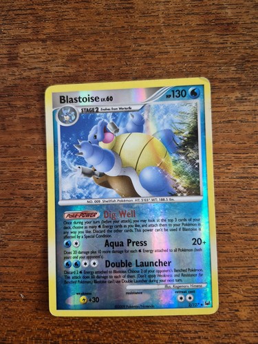 Blastoise 2/127 Platinum Rare Reverse Holo Pokemon Card WOTC 2009 - MP/LP