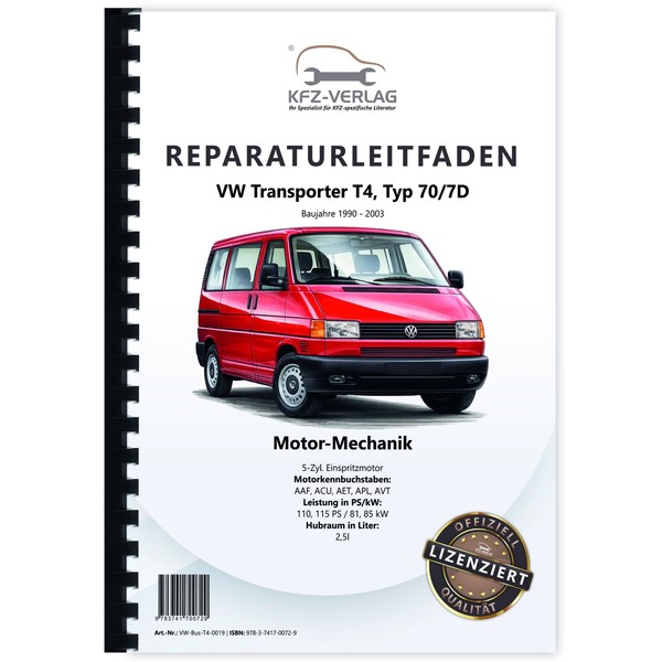 VW Transporter T4 (90-03) 2,5L Benzin 110-115 PS Mechanik Reparaturanleitung-image