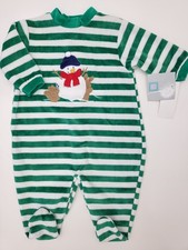 Vintage LITTLE ME Footed Velour One-piece Christmas Snowman Baby 6 Months NEW