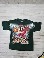 Vtg 90's TAZ FREEZE BASKETBALL Cartoon T-Shirt Green Looney Tunes Size L Youth