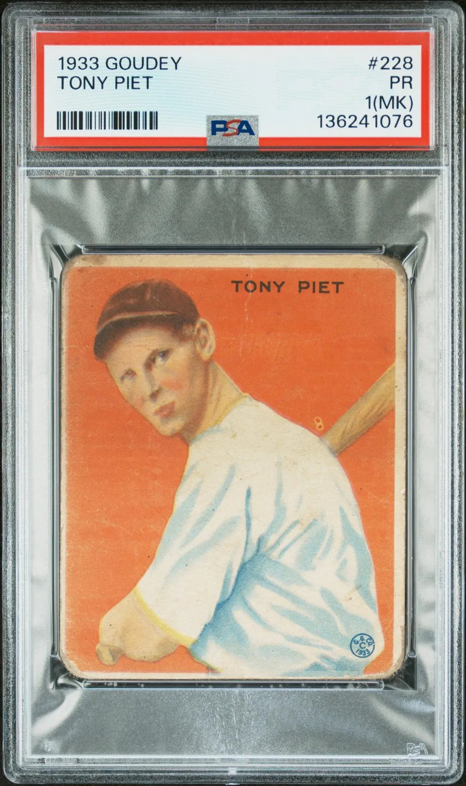 1933 GOUDEY - TONY PIET #228 - PSA 1 view 1