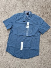 Tommy Hilfiger Men's Classic Fit Short Sleeve Button-Down Shirt Blue Size S