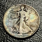 1921-S Walking Liberty Half Dollar 50c • Dramatic Toning • VG+Fine• Key Date