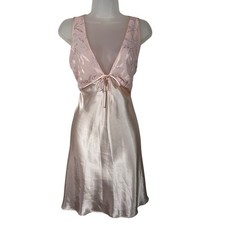 Vintage 90s Baby Pastel Pink Silky Floral Babydoll Slip Nightie Dress Coquette