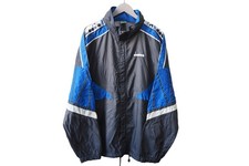 Vintage DIADORA Jacket Full Zip Size XXL black sport windbreaker light wear 90s
