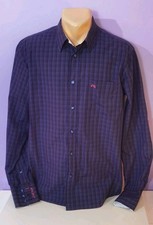 Moods of Norway casual shirt checked purple 100% cotton mens Medium 