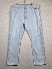Wrangler Jeans Mens 42x34 Light Wash Blue Denim Cowboy Cut Straight Leg