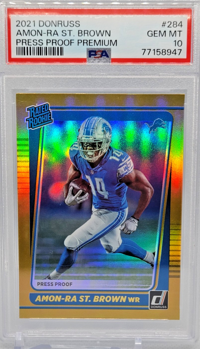 AMON-RA ST. BROWN – 2021 Donruss Rated Rookie Press Proof Premium PSA 10 #284