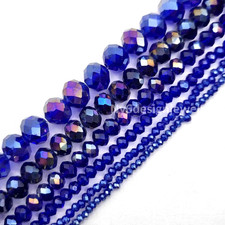 Indigo AB Crystal Faceted Rondelles Bead Jewelry Making Supplies 11" Strand