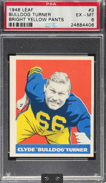 1948 Leaf #3 CLYDE BULLDOG TURNER Rookie RC - PSA 6 (Yellow Pants) - HOF Bears