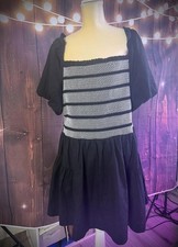 by Anthropologie Puff-Sleeve Square Neck Smocked Mini Dress