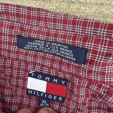 VINTAGE Tommy Hilfiger Button Up Shirt Men XL Plaid Skater Long Sleeve Y2K F