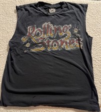 Vintage Junk Food Rolling Stones Sleeveless Cut Off Muscle Tee Shirt Black Small