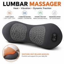 Lumbar Traction Massager with Heat Vibration 3 Modes 3 Heat Levels Memory Foam