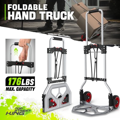 14.6''Lx 10.7''W 176Lbs Red Foldable Steel Hand Truck Luggage Trolley Transport