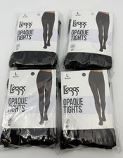 4x Leggs Opaque Tights Large Black 60 Denier Soft Nylon Spandex New