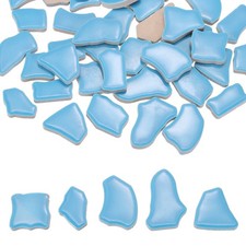 250g/0.55LB 0.79"-1.57" Irregular Ceramics Mosaic Tiles, Lake Blue