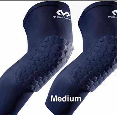 McDavid HEX VIZ Padded Compression Knee Sleeves, Medium Navy/White Pair MD22080