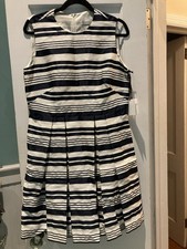 $895 NWT Authentic Red VALENTINO Navy/white Stripe Taffeta Dress sz 10