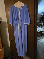 VINTAGE 1970s VANITY FAIR XXL VELOUR LONG ZIP LIGHT BLUE ROBE/HOUSECOAT
