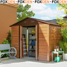 6 x 8ft Garden Shed, Tool Storage Sliding Door Brown Wood Effect