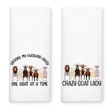 WUUCKOO 2PCS Crazy Goat Lady Funny Kitchen Towels, 16 x 24 inches, Rdt001