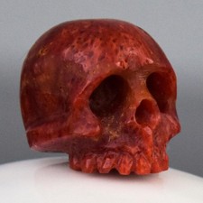 Perle Crâne Humain Sculptée à la Main Corail Éponge Rouge 12,40 mm