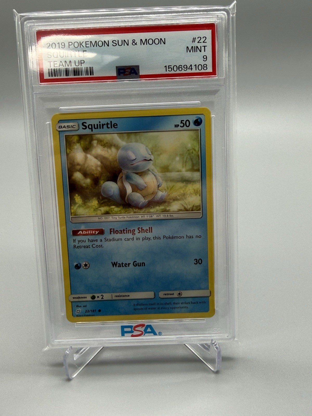Squirtle 22/181 Sun Moon 2019 Team Up PSA 9 Pokemon Card