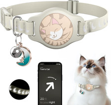 Cat Tracker Collar Khaki White