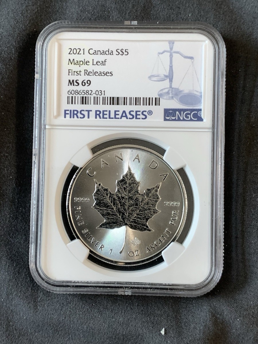 2021 1 oz NGC Canada Maple Leaf First Releases .999 Fine Silver