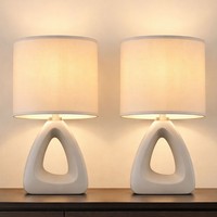 Tischleuchte Tischlampe Wohnzimmerlampe Keramik Leseleuchte Textil Grau 2Er Set