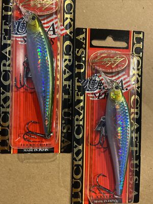 (LOT OF 2) LUCKY CRAFT POINTER 95 MS JAPAN SHAD SUSPENDING 5/8 OZ  3-3/4 