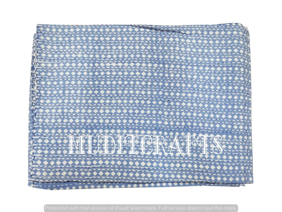 Colcha edredón Kantha de algodón indio manta estampado de lunares Kantha azul Gudari Foto 3 de 4