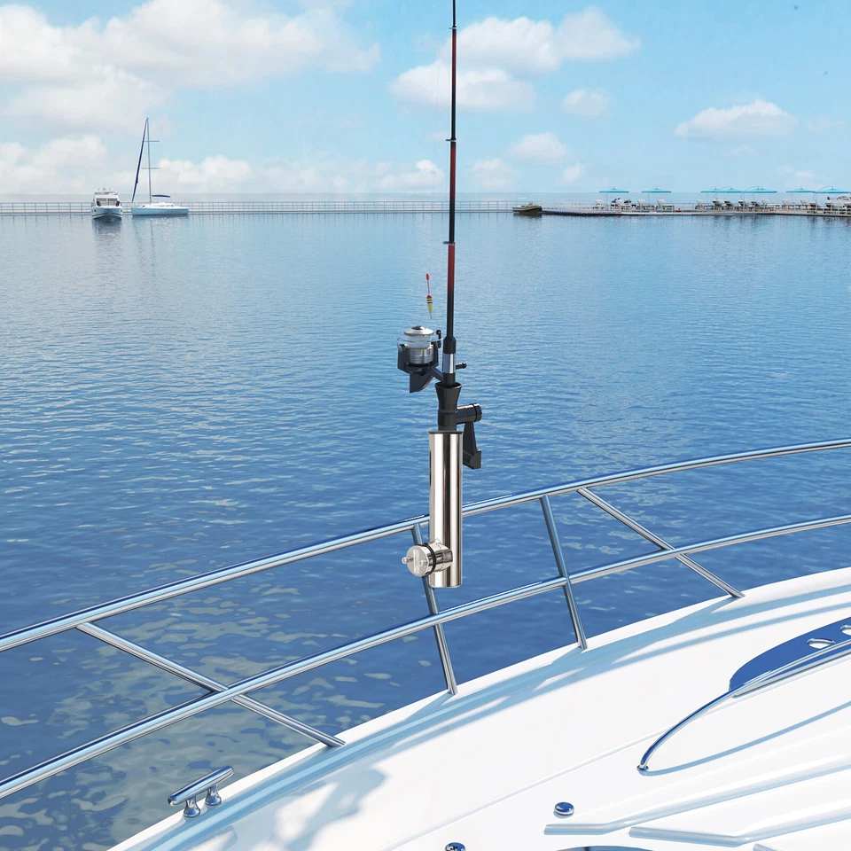 2 Stück Boot Edelstahl Bootsrutenhalter Angelrutenhalter für 19mm-25mm Reling - Bild 4 von 4