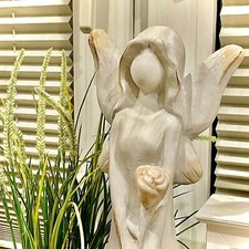 XXL 49cm Engel Skulptur Elfe Weihnachtsdeko Grabdeko Trauerschmuck Grablicht