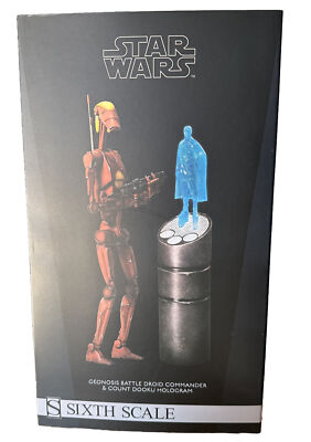 Sideshow Star Wars 1/6 Geonosis Battle Droid Commander & Count Dooku Holo Neu in OVP