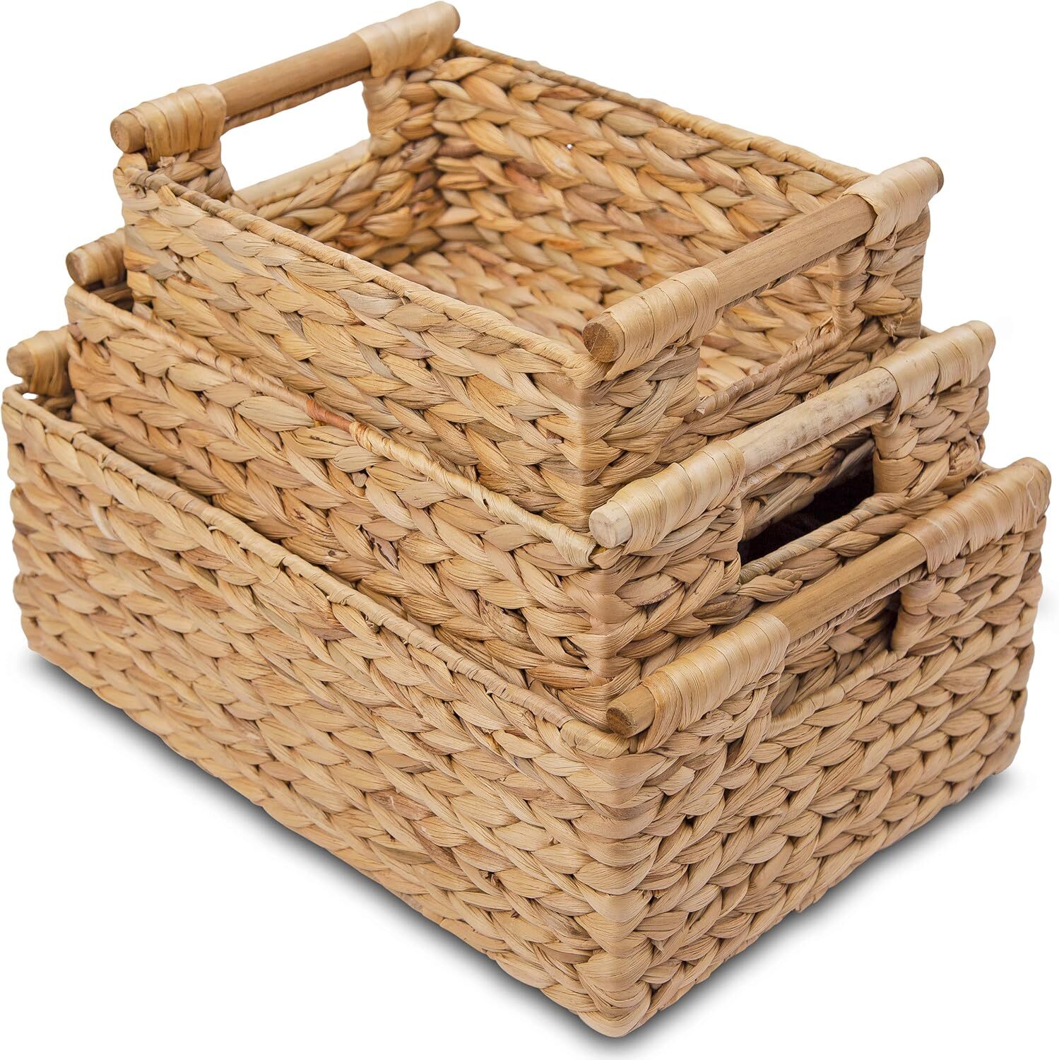 Hyacinth Wicker Basket Set 3 size - Rectangular