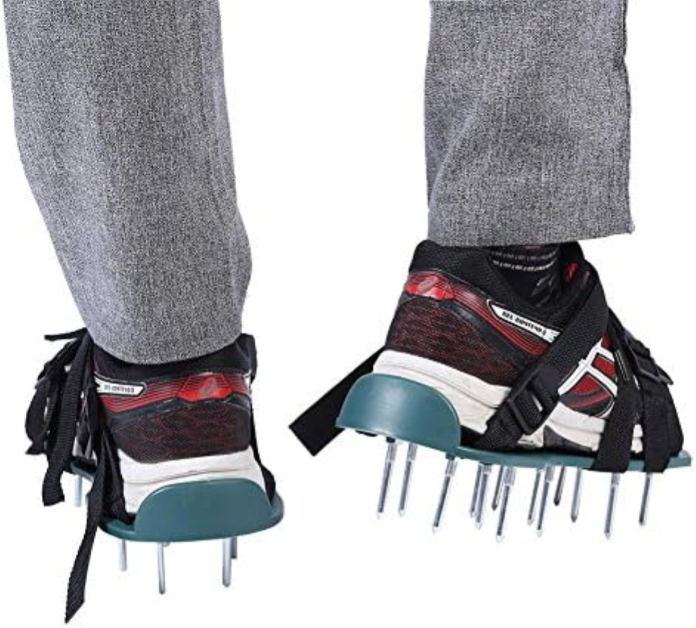 GOTOTOP Lawn Sandali aeratori, Heavy Duty Spiked Gras Lawn Sandali, Adjudtable A