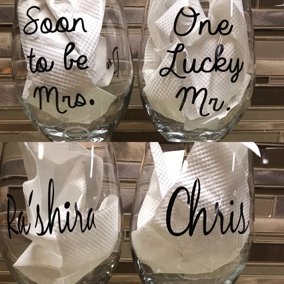 Engagement Gift Soon To Be Mrs One Lucky Mr Shower Gift Engagement Wine Glass - Photo 1/1