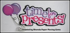 TIME FOR PRESENTStitle birthday girl scrapbook premade paper piecing by Rhonda