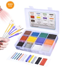 650pcs Cable Heat Shrink Tubing Sleeve Wire Wrap Tube 2:1 Assortment Kit Set
