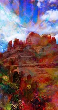 28 x 42 Single Piece Signed Abstract  Acrylic “Colorful Sedona”