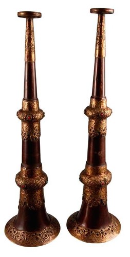 Pair Of Tibetan Trumpets Dung Chen Radong 47 Cm Buddhist Ritual # 5217 - Picture 16 of 19